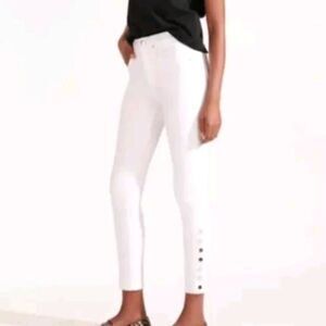 Veronica Beard White Kate High Rise Skinny Jeans w/ Snap Button Size 24 / 00